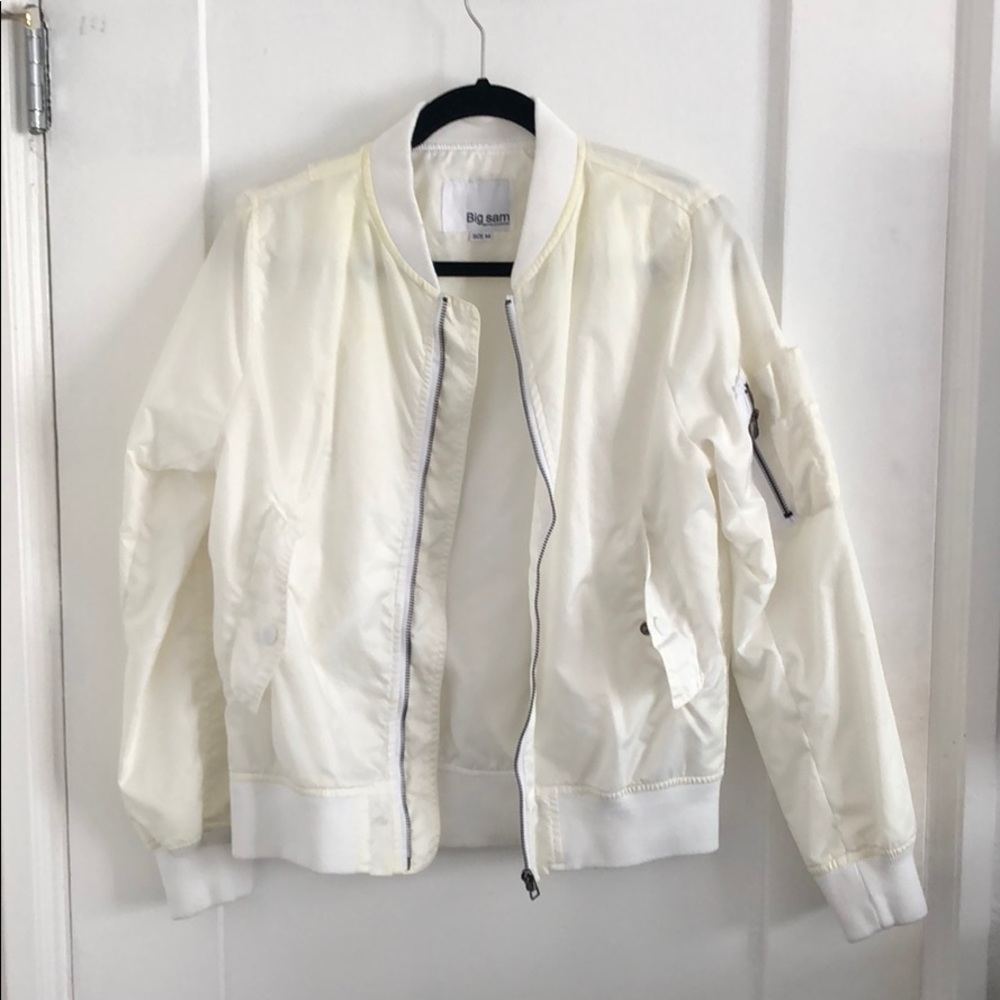 White bomber jacket